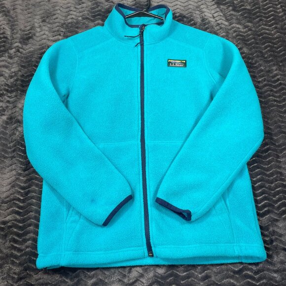 L.L.Bean Womens Full-Zip Turquoise Fleece Jacket Size L 14-16 Lightweight Warm O - Picture 2 of 10
